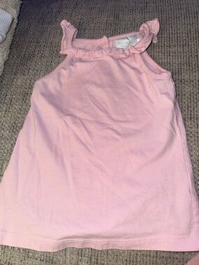 Little English Size 4 Girls' Pink Ruffle Neck Tank Top
